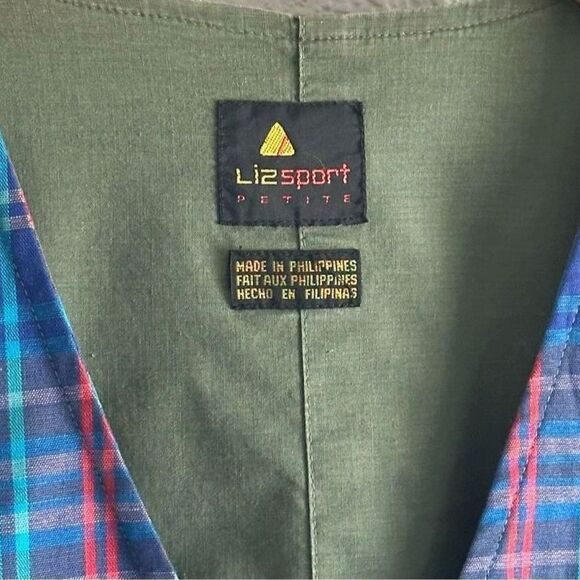Liz Sport Waistcoat Plaid Vest ButtonUp VNeck +Pockets Sz Small Petite Vintage - Picture 6 of 7
